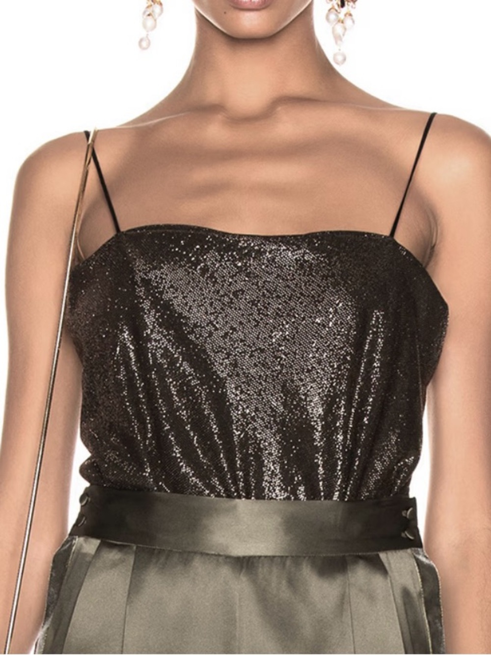 ALIX NYC Dean Black Metallic Bodysuit Size L